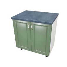 Masca pentru chiuveta cu 2 usi 80 cm Zebra, Alb/MDF Verde cu blat Beton, 80 x 85 x 60 cm